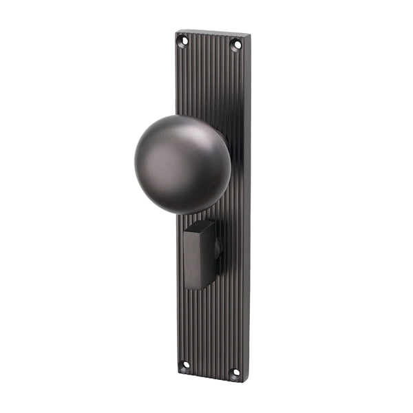 SHOW Image of Matt Bronze Victoria on Reeded Backplate Bathroom Handles