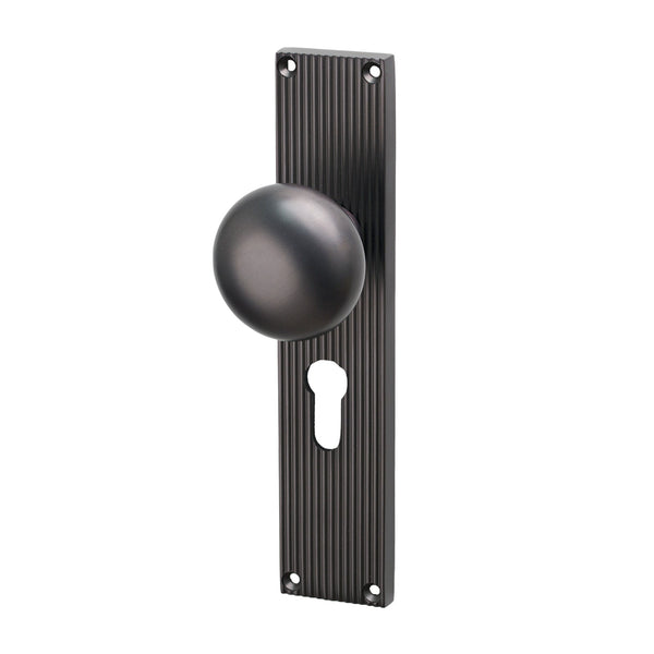 SHOW Image of Matt Bronze Victoria on Reeded Backplate Euro Handles