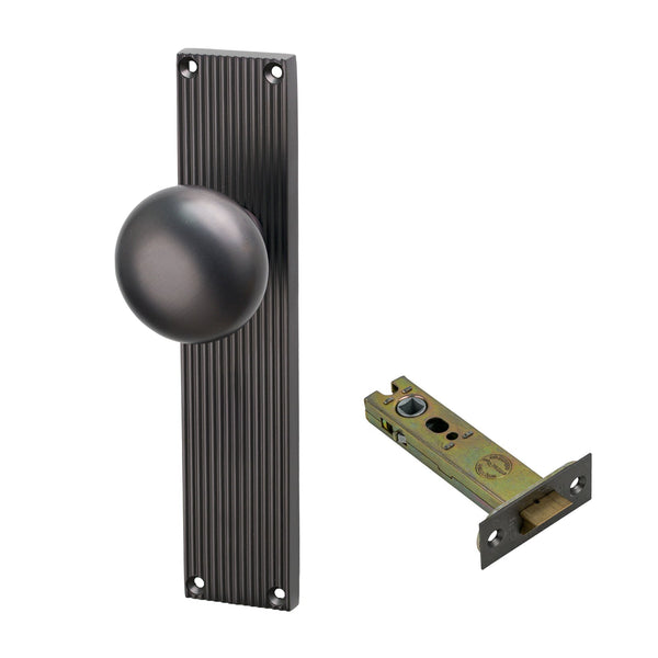 SHOW Image of Matt Bronze Victoria on Reeded Backplate Latch Set