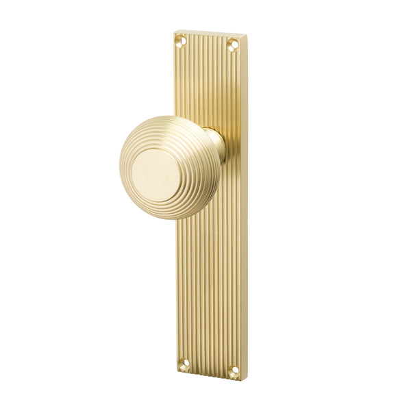 SHOW Image of Satin Brass Beehive Latch Handles