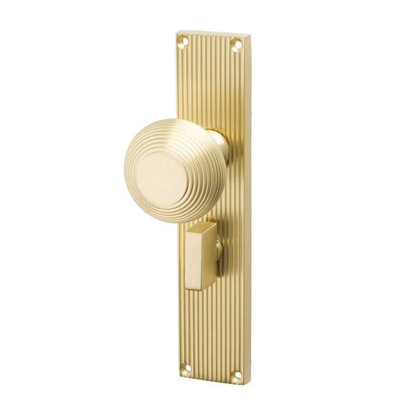 SHOW Image of Satin Brass Beehive Bathroom Handles