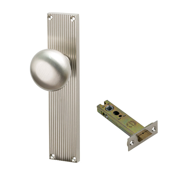SHOW Image of Satin Nickel Victoria on Reeded Backplate Latch Set