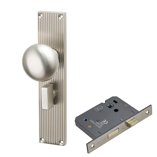 SHOW Image of Satin Nickel Victoria on Reeded Backplate Bathroom Set