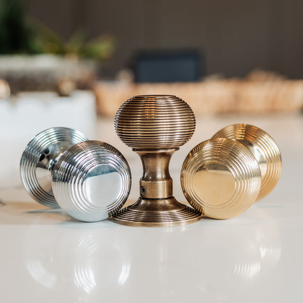  Hover Image of 3 Solid Brass beehive door knobs