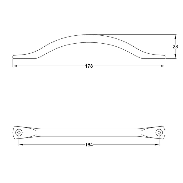  Technical Drawing of Hammered Slim Bow Handle
