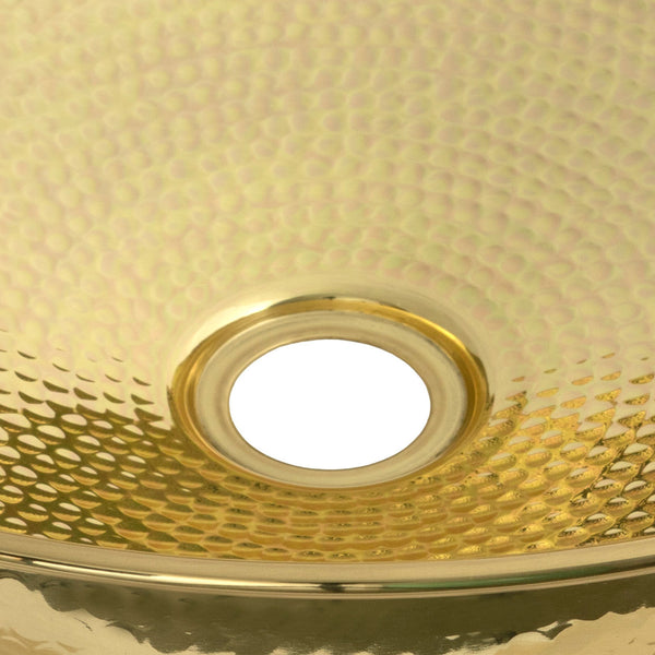 SHOW SHOW Close Up of Hammered Round Sink in Hammered Brass