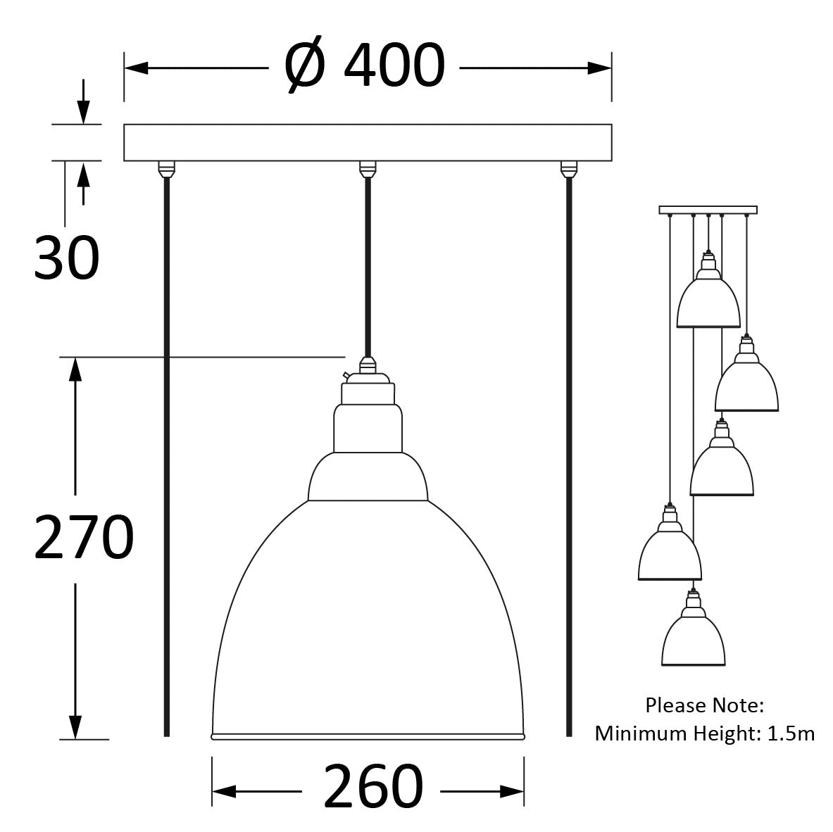 SHOW Technical Drawing of Brindley Cluster Light in Tump