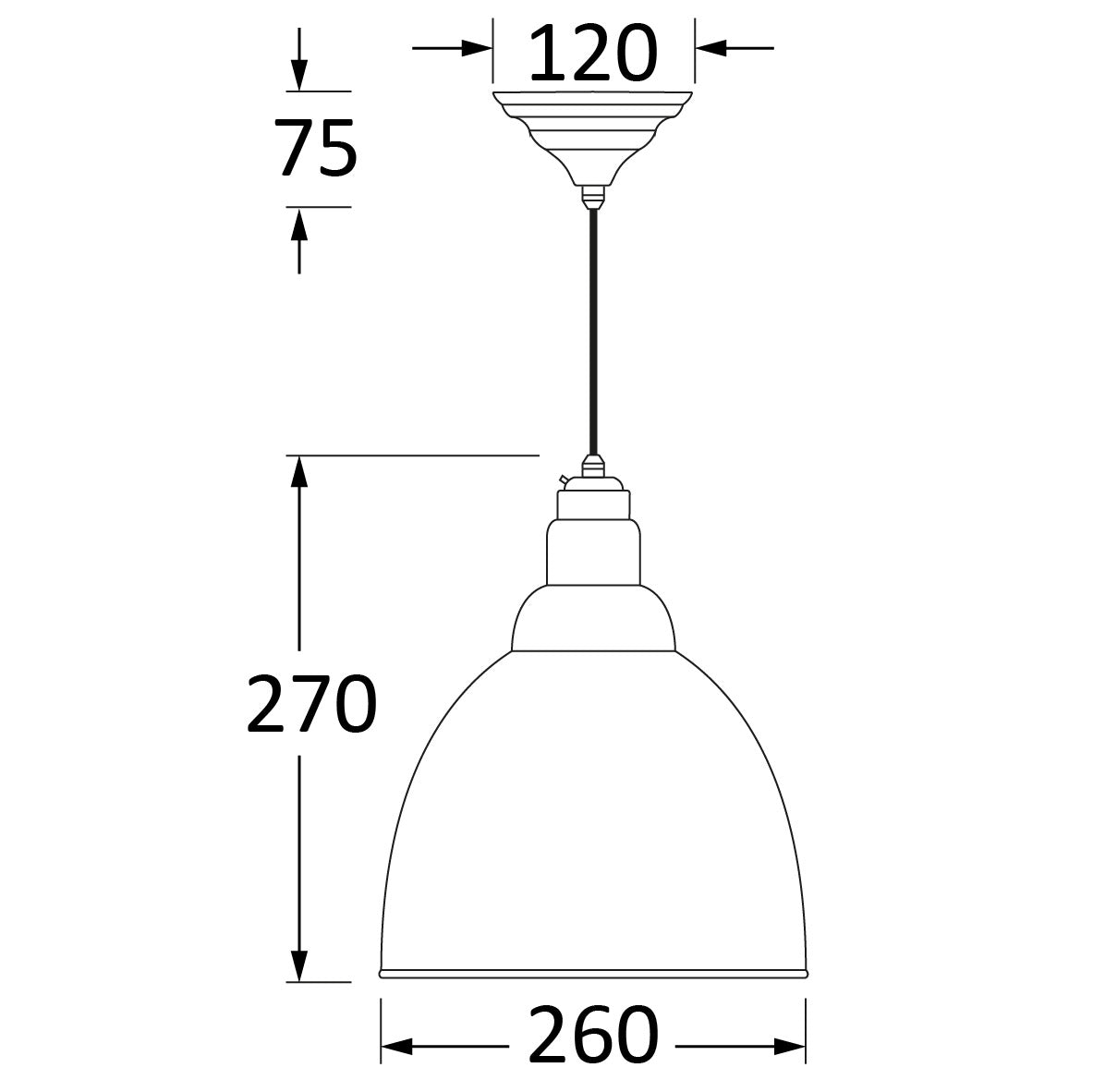 SHOW Technical Drawing of Brindley Ceiling Light in Nickel