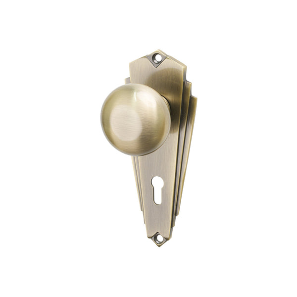 SHOW Image of Antique Brass Broadway Lock Handles