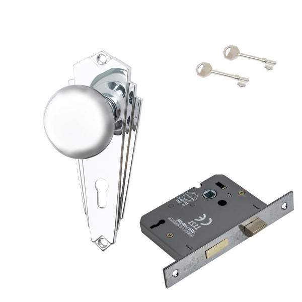 SHOW Image of Polished Chrome Broadway 3 Lever Lock Set
