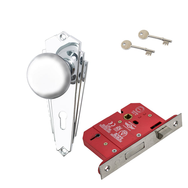 SHOW Image of Polished Chrome Broadway 5 Lever Lock Set