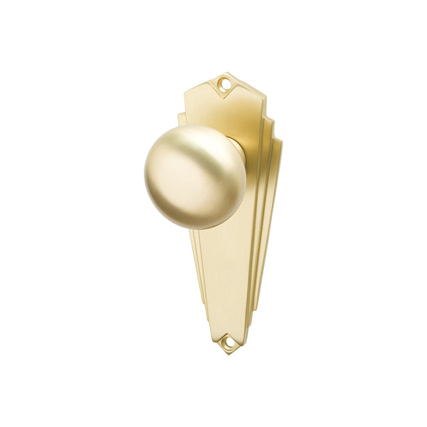 SHOW Image of Satin Brass Broadway Latch Handles