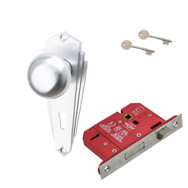 SHOW Image of Satin Chrome Broadway 5 Lever Lock Set