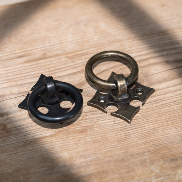  Hover Image of Bronze Fleur-De-Lys Cabinet Ring Drop Pull