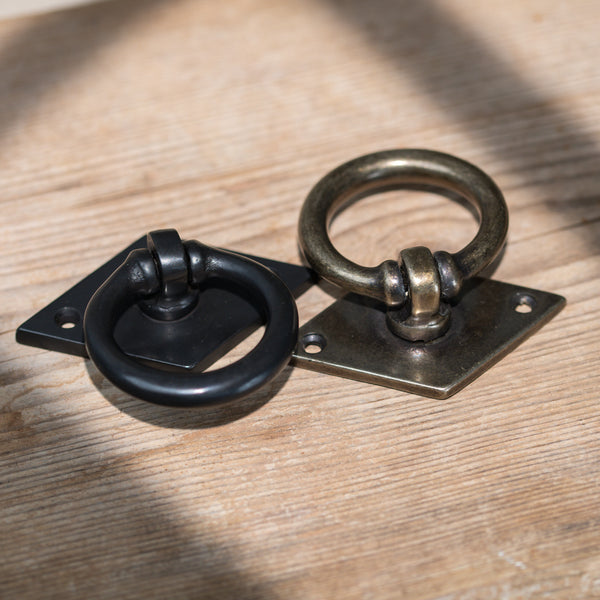  Hover Image of Bronze Cabinet Ring Pull On Backplate