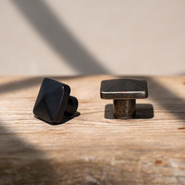  Hover Image of Bronze Square Pyramid Cabinet Knob