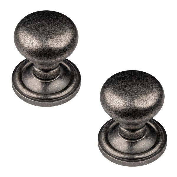 mushroom distressed silver door knob 