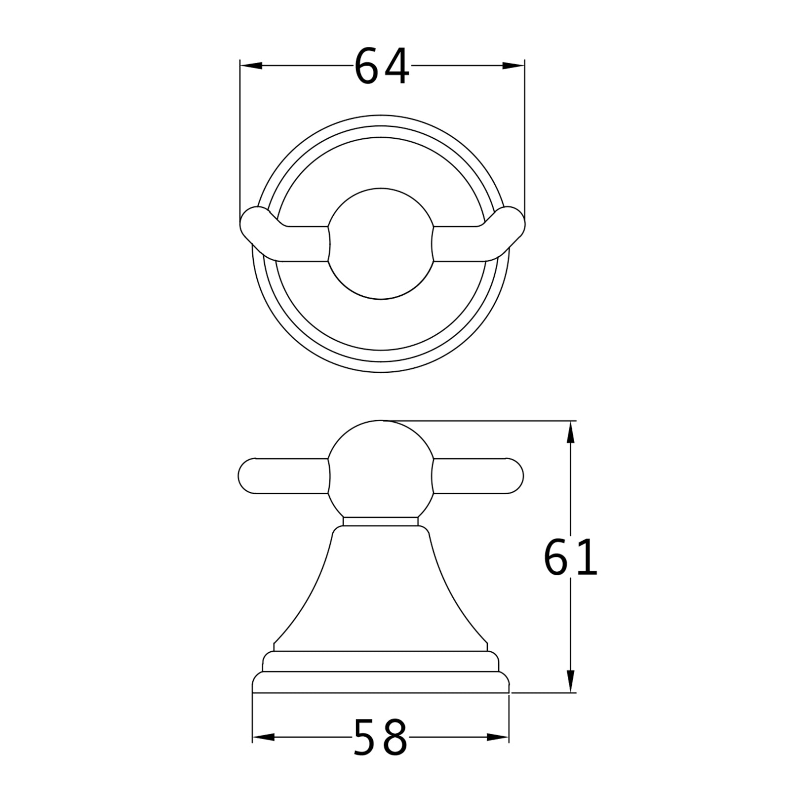 SHOW Technical Drawing of Cambridge Robe Hook