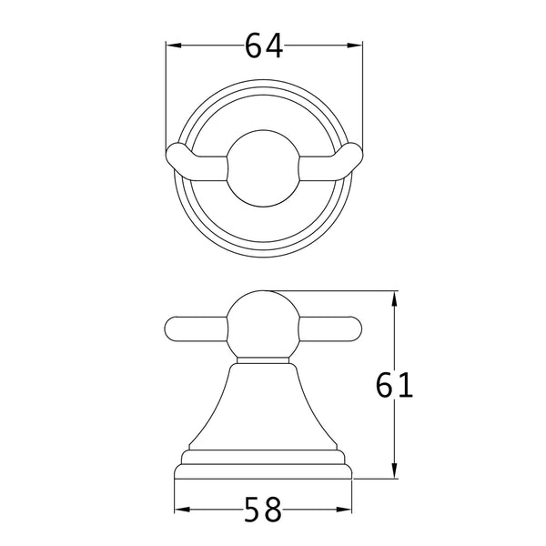 SHOW Technical Drawing of Cambridge Robe Hook