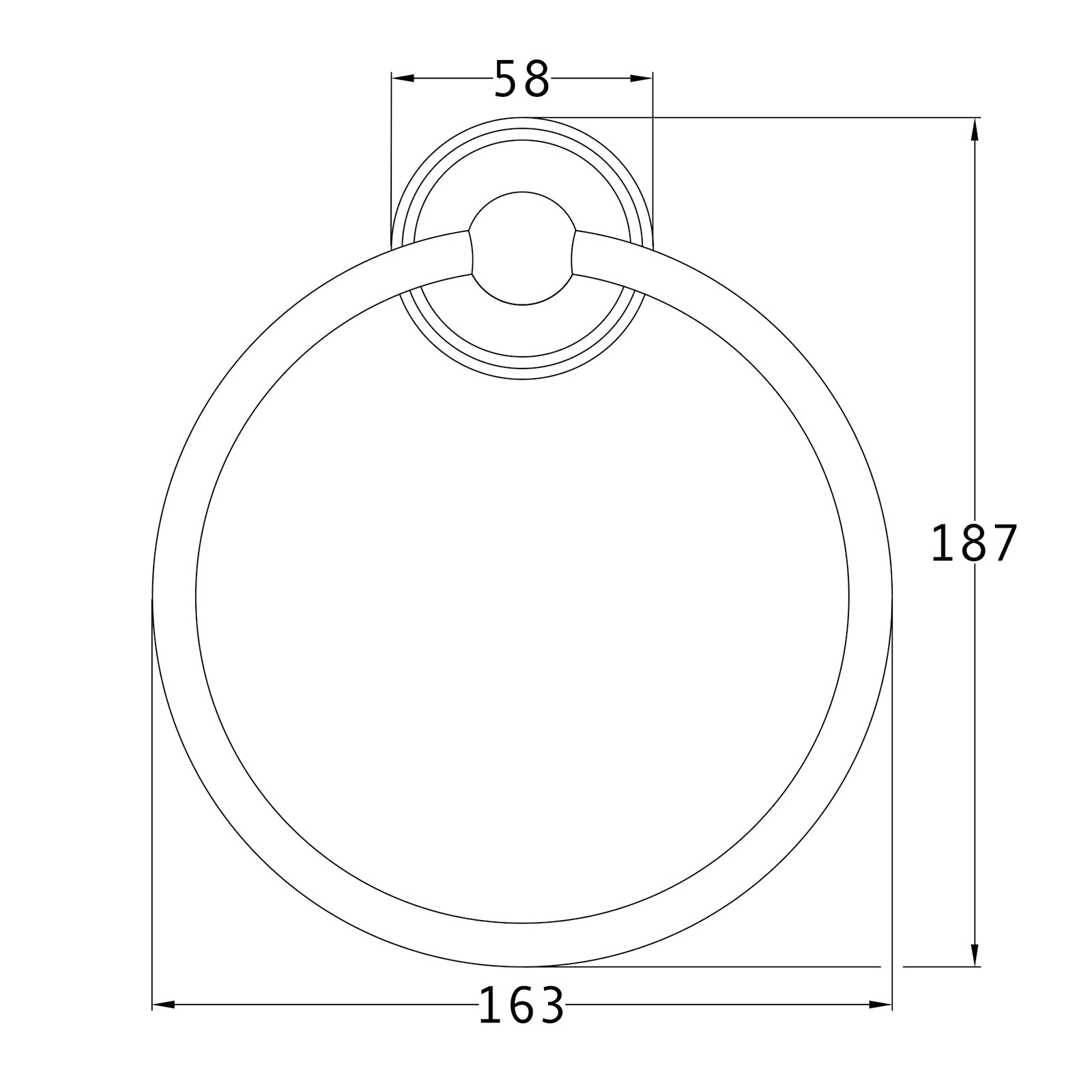 SHOW Technical Drawing of Cambridge Towel Ring