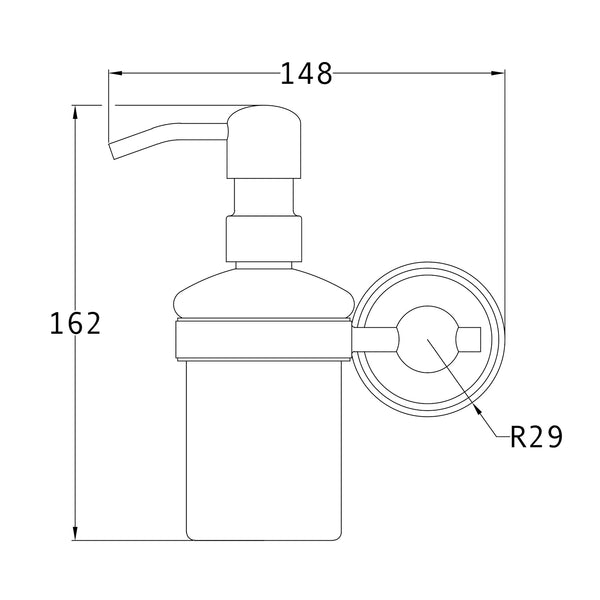 SHOW Technical Drawing of Cambridge Soap Dispenser