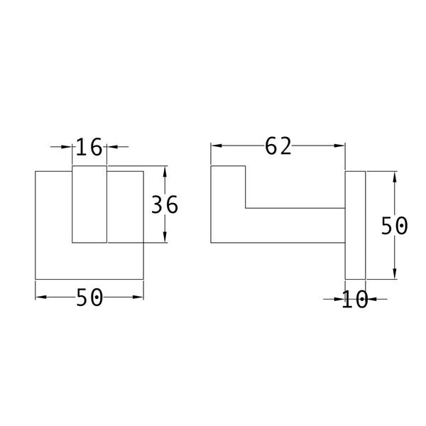 SHOW Technical Drawing of Chelsea Robe Hook