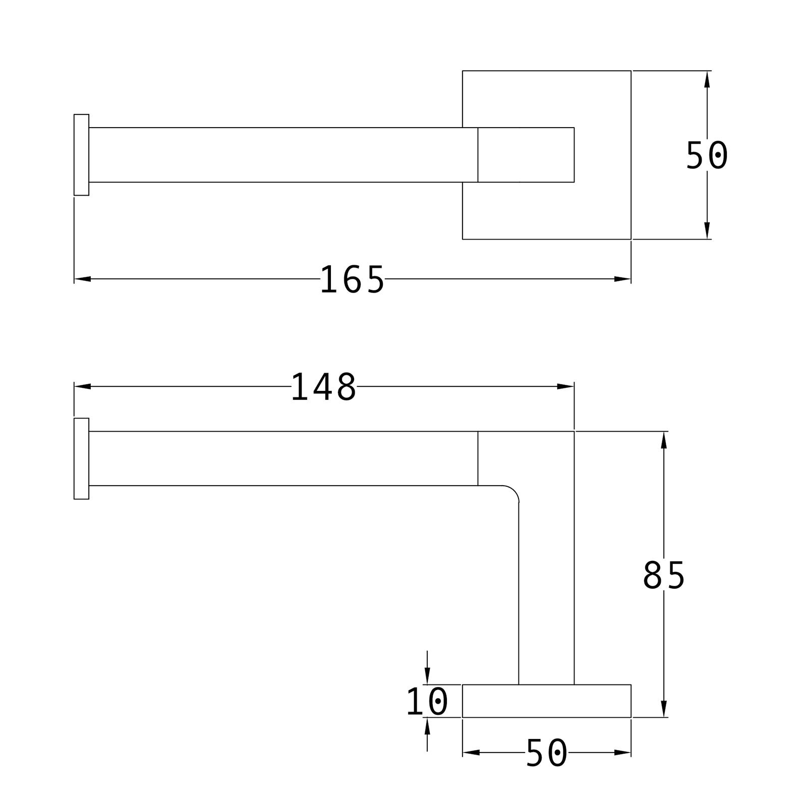 SHOW Technical Drawing of Chelsea Toilet Roll Holder