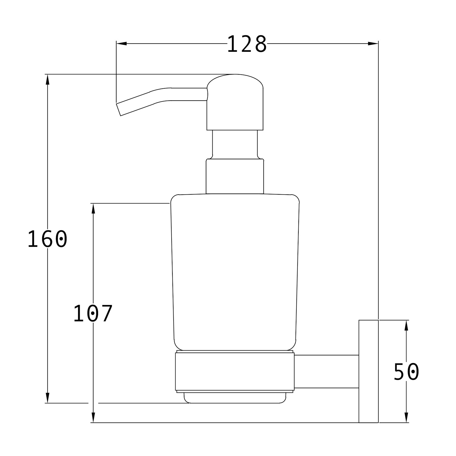 SHOW Technical Drawing of Chelsea Soap Dispenser