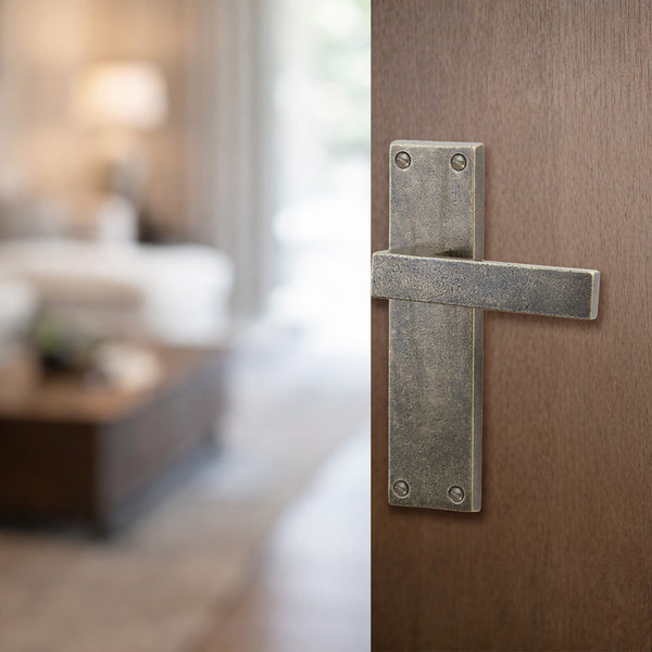  Hover Image of Bronze Cheswell Door Handle on Backplate