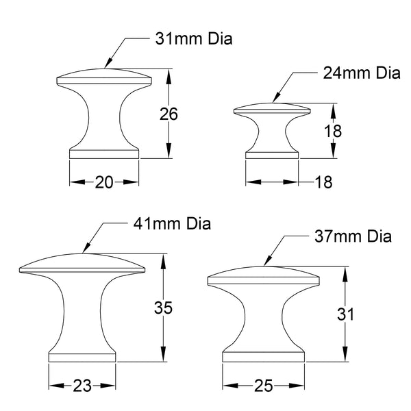 SHOW Technical Drawing of Classic Hammered Cabinet Knobs