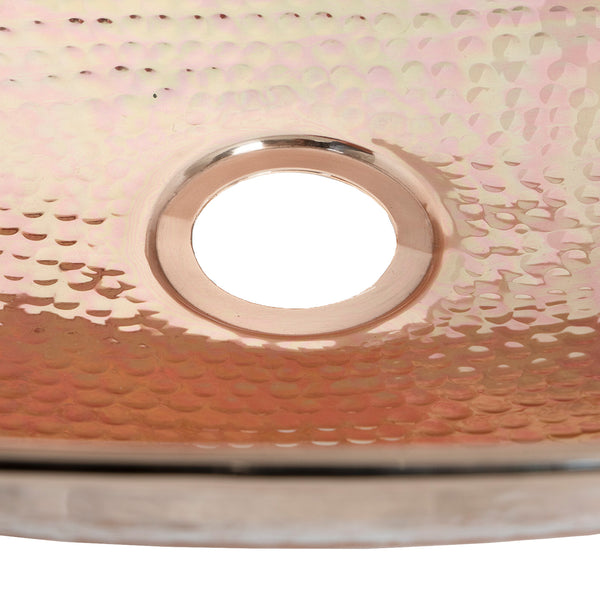 SHOW SHOW Close Up of Hammered Oval Sink in Hammered Copper