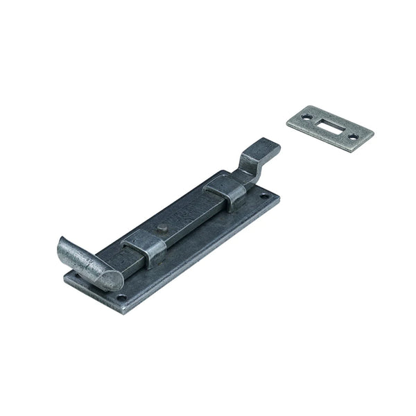 Cranked Fishtail Door Bolts External Pewter 6 Inch 