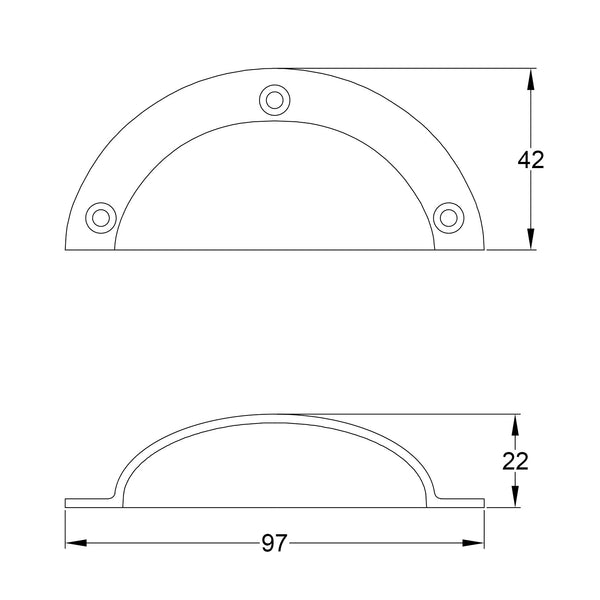 Technical Drawing of Hammered Kitchen Cup Handle