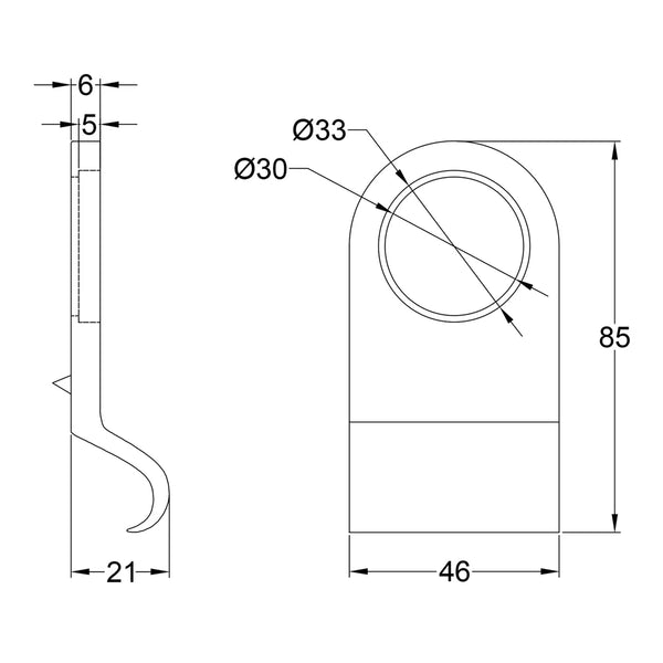  Tech Drawing of Brass Cylinder Pull