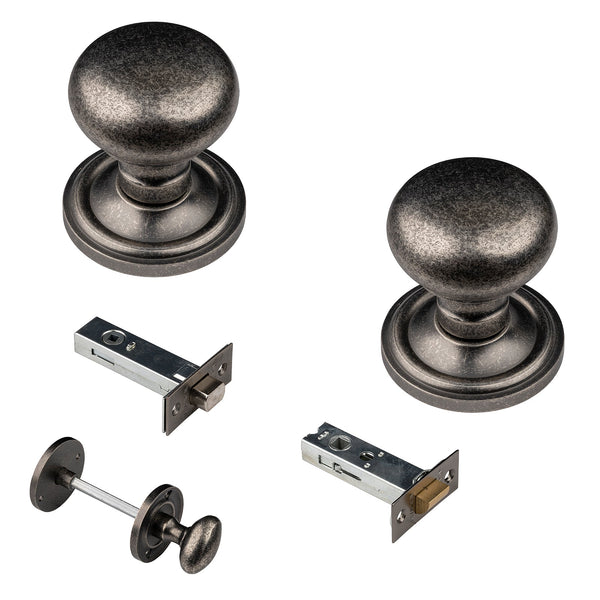 mushroom distressed silver door knob 