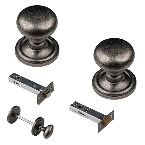 mushroom distressed silver door knob 