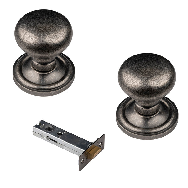 mushroom distressed silver door knob 