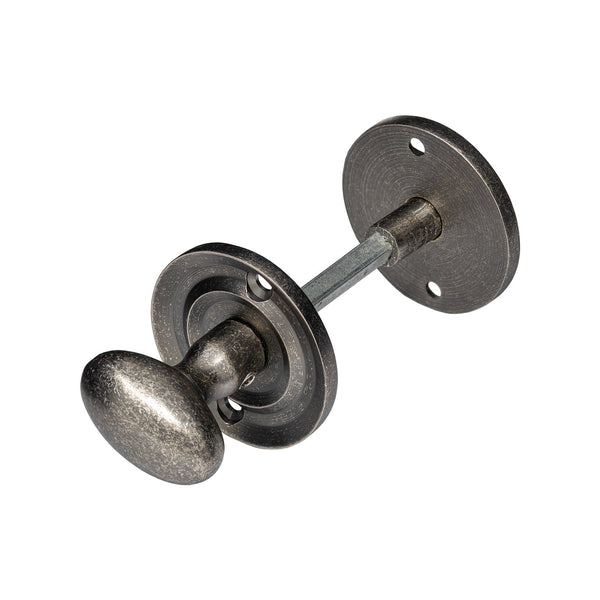 Oval Bathroom Turn & Release Old English  Distressed Silver 