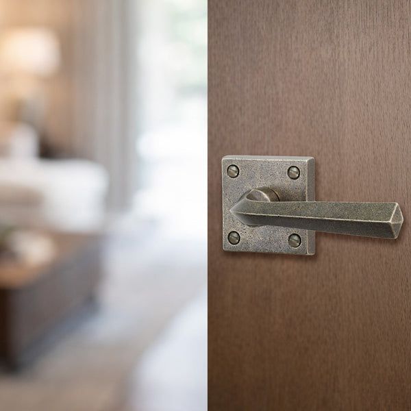  Hover Image of Bronze Donnington Door Handle on Square Rose