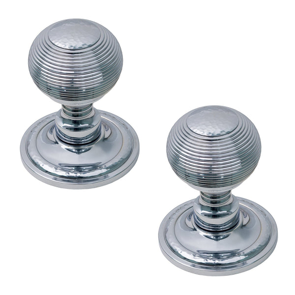  Image of Hammered Reeded Door Knob in Polished Chrome finish