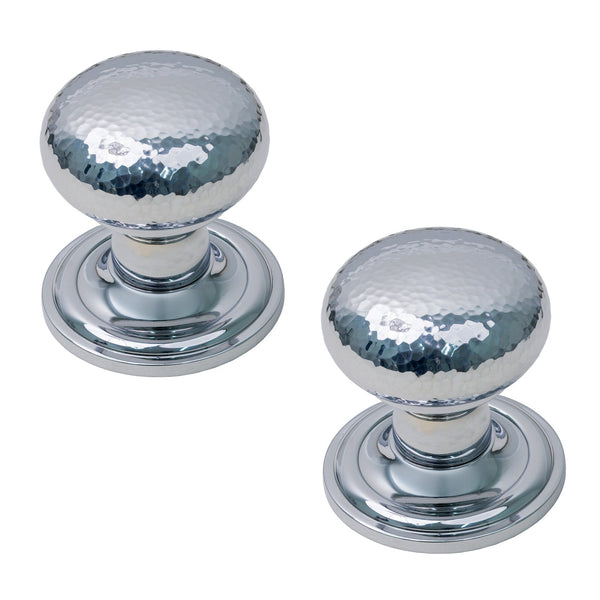  Image of Hammered Victorian Door Knob in Polished Chrome finish