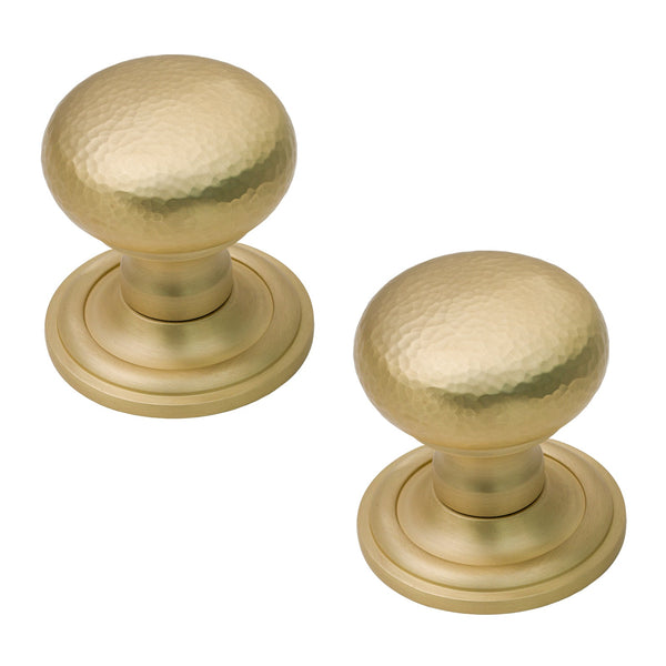  Image of Hammered Victorian Door Knob in Satin Brass finish