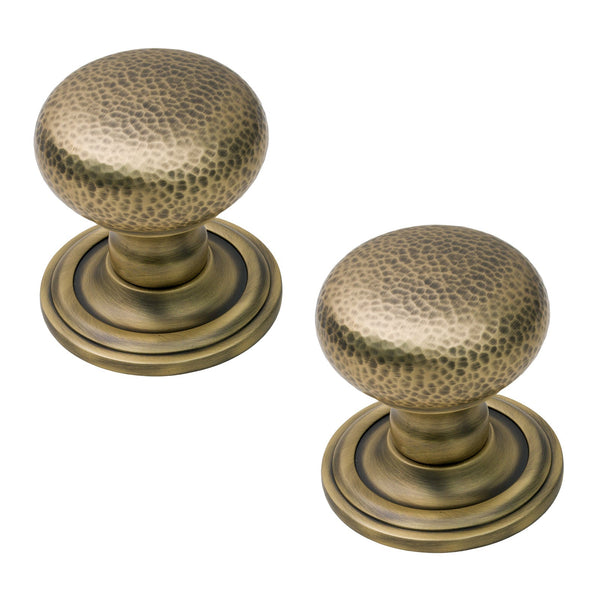  Image of Hammered Victorian Door Knob in Antique Brass finish