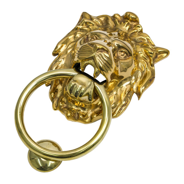 SHOW Polished Brass Antique Lion Head Door Knocker