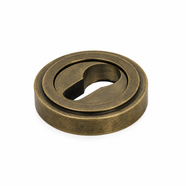  Burnished Brass Art Deco Round Escutcheon