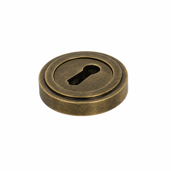  Burnished Brass Art Deco Round Escutcheon