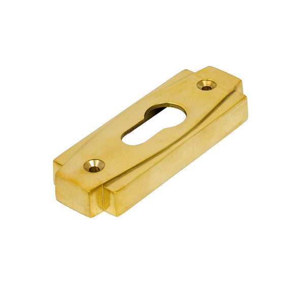 SHOW Polished Brass Art Deco Euro Escutcheon
