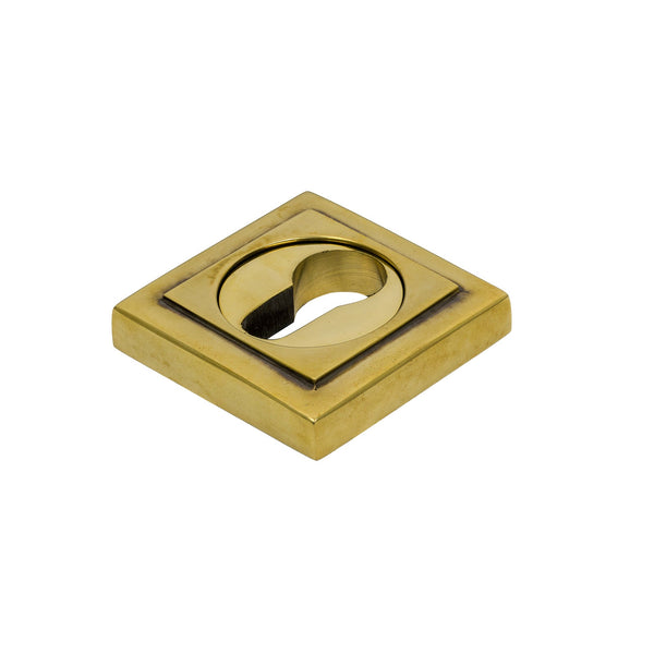 SHOW Antique Brass Euro Square Round Escutcheon