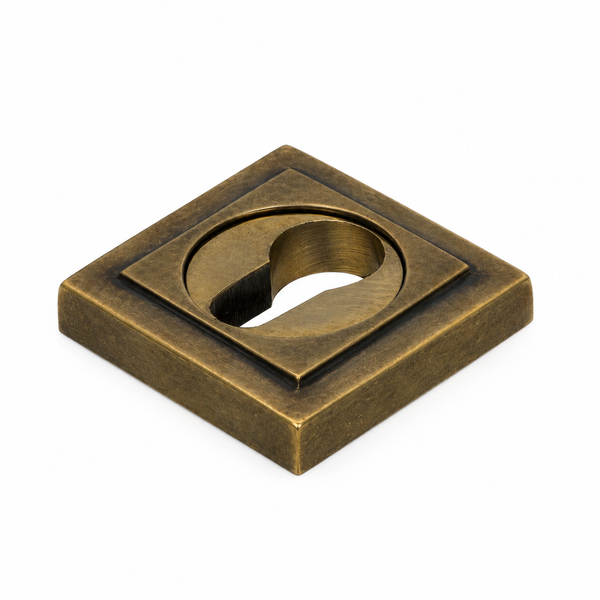  Burnished Brass Square Round Escutcheon