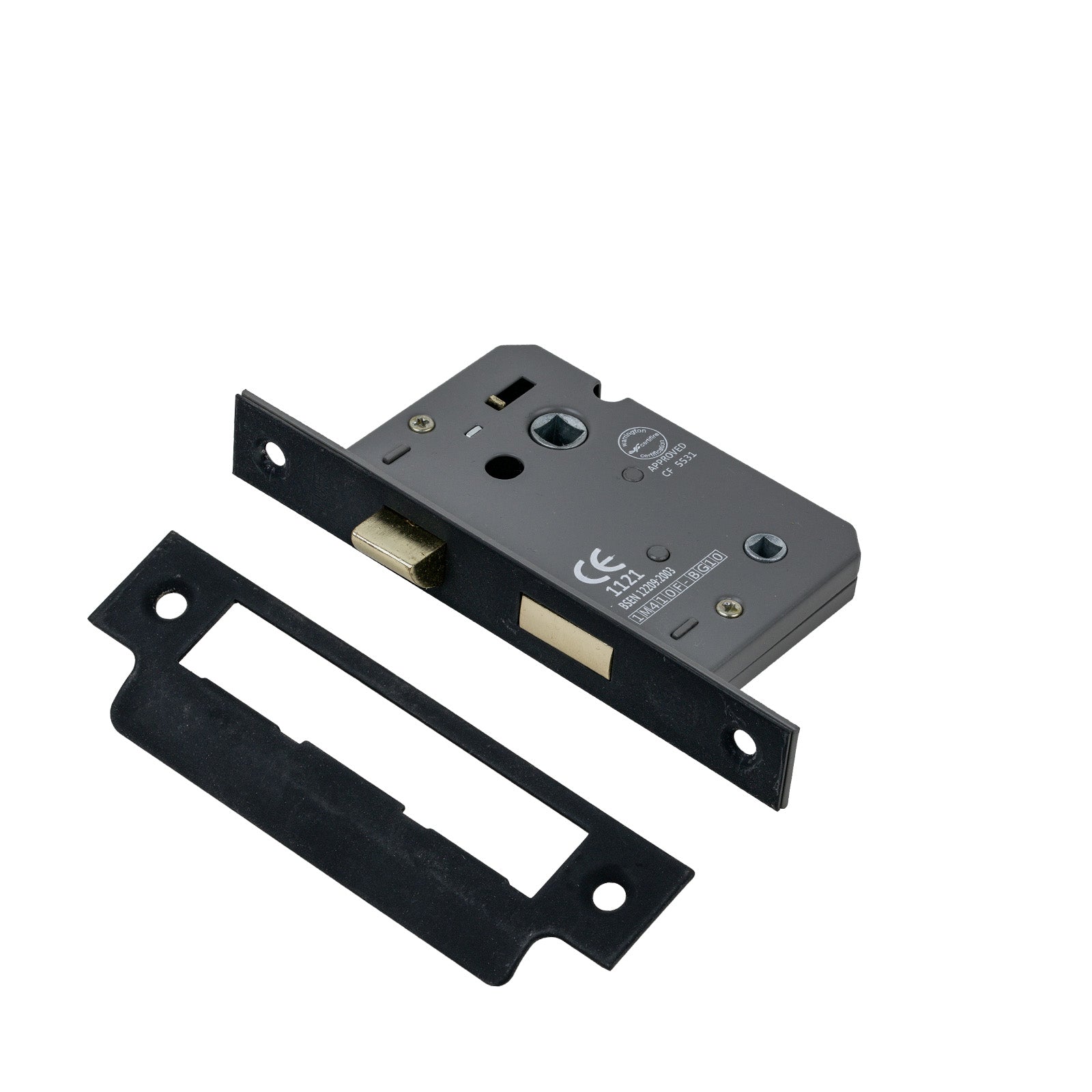 SHOW Bathroom Sash Lock - 2.5 Inch with Matt Black finished forend and striker plate